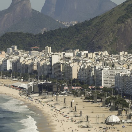 Palco e local da público do show da Madonna em Copacabana. — Foto: Gabriel de Paiva /Agência O Globo