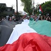 Manifestação pró-Palestina chamada “Ação Urgente para Rafah”, realizada em frente à embaixada israelense na Cidade do México em 29 de maio de 2024. - Pedro Pardo / AFP