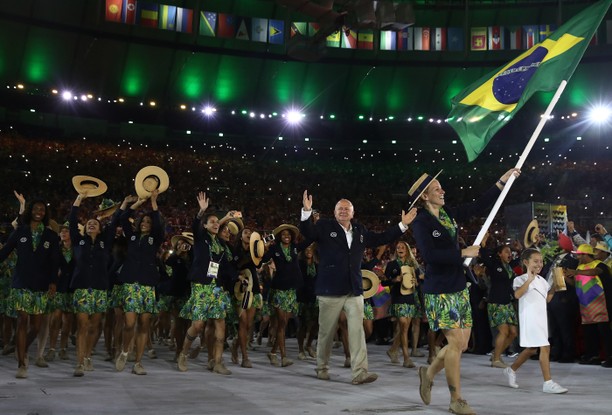 O time do Brasil na cerimônia de abertura das Olimpíadas do Rio, em 2016