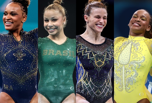 A equipe de ginástica artística brasileira já usou quatro looks nas Olimpíadas de Paris