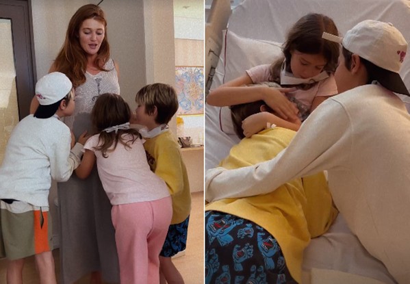 Filhos de Pedro Scooby reencontram Cintia Dicker após nascimento de Aurora