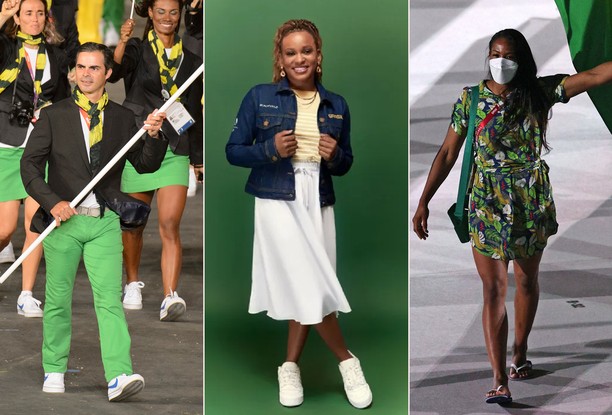 Os uniformes do Brasil para as cerimônias de aberturas das Olimpíadas de Londres, Paris e Tóquio