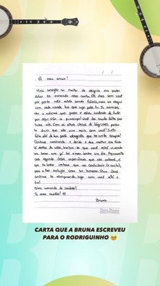 Carta que Bruna Amaral escreveu para Rodriguinho