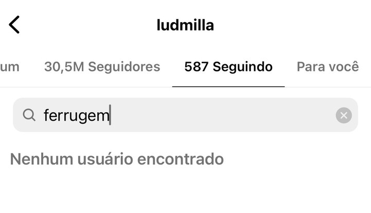 Ludmilla não está seguindo Ferrugem no Instagram