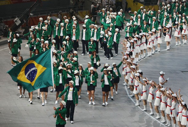 Os atletas do Brasil na abertura das Olimpíadas de Pequim, na China, em 2008