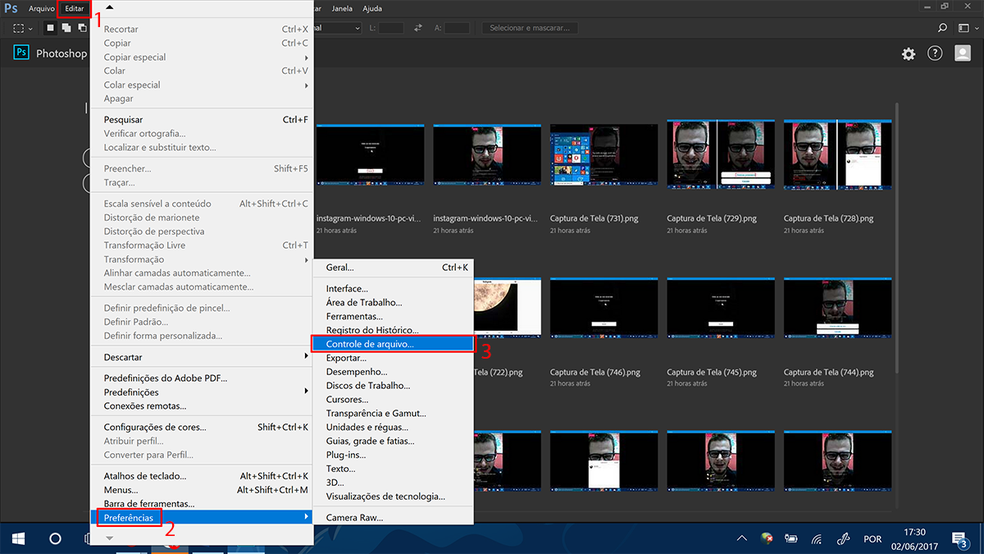 Abra as preferências do Photoshop para editar o salvamento automático — Foto: Reprodução/Elson de Souza