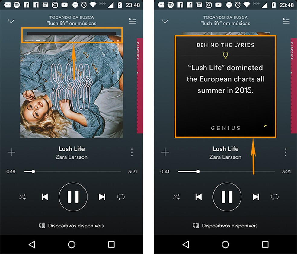 Use a função Behind the Lyrics no Spotify para Android — Foto: Reprodução/Barbara Mannara