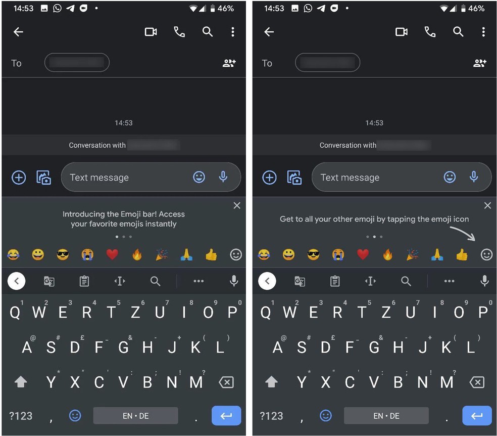 Nova barra de emojis chega ao Gboard no Android — Foto: Reprodução/9to5Google