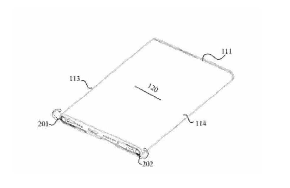 Celular teria tela enrolável capaz de ser estendida nas laterais — Foto: Reprodução/USPTO