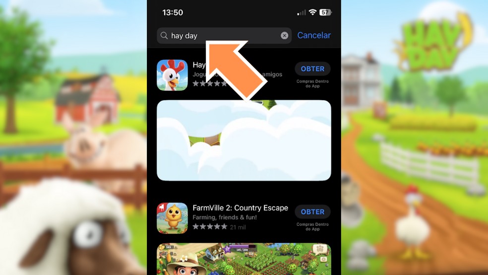 Busque por 'Hay Day' na App Store — Foto: Reprodução/Róbson Martins