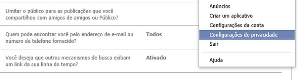 Opção de notificação está na aba de configuraçoes de privacidade (Foto: Reprodução Thiago Barros) — Foto: TechTudo