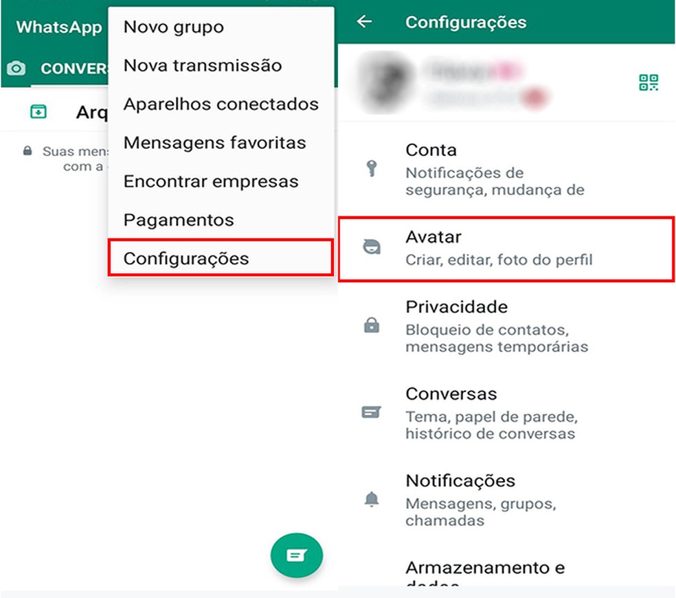 Avatar também pode ser usado como foto de perfil no WhatsApp — Foto: Reprodução/Flávia Fernandes