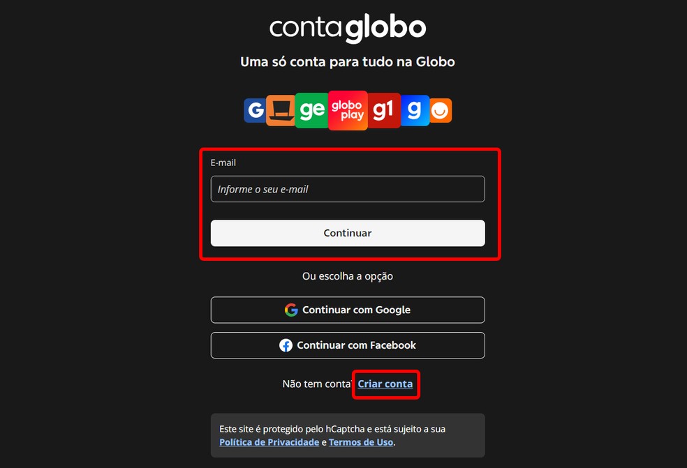 É preciso fazer login grátis com Conta Globo para assistir à Copa América no Globoplay — Foto: Reprodução/Rodrigo Fernandes