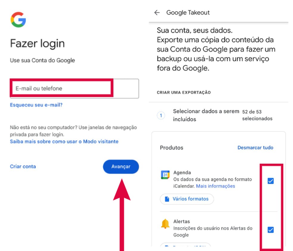 Saiba como entrar no Google Takeout — Foto: Reprodução/Carolina Brasil