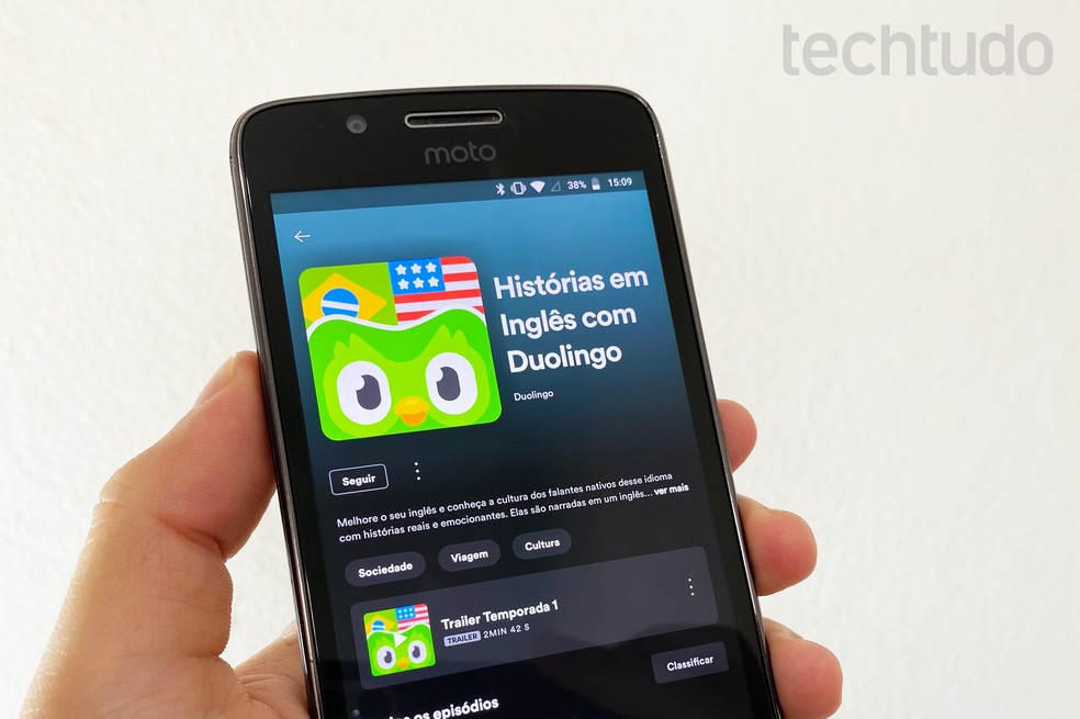 Disponível no Spotify, "Histórias em Inglês com Duolingo" é podcast para aprender inglês — Foto: Rodrigo Fernandes/TechTudo