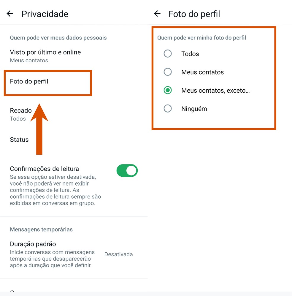 Outra maneira de aumentar a privacidade é bloquear sua foto de perfil para desconhecidos — Foto: Reprodução/Paola Mansur