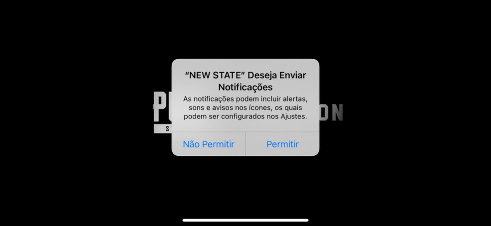 No iOS, o usuário pode escolher se deseja ou não receber notificações de PUBG New State — Foto: Reprodução/Yuri Hildebrand