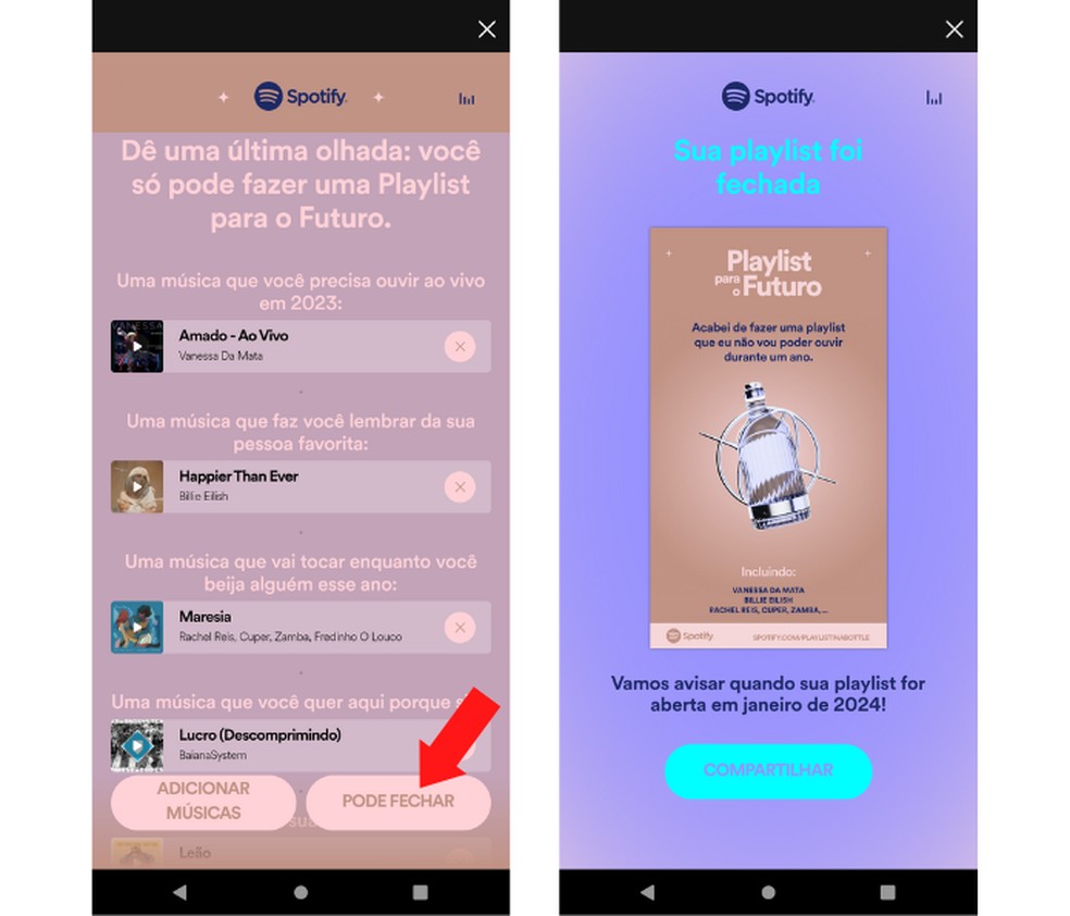 Spotify: aplicativo de streaming de música avisará quando a playlist for aberta em janeiro de 2024 — Foto: Reprodução/Mariana Tralback
