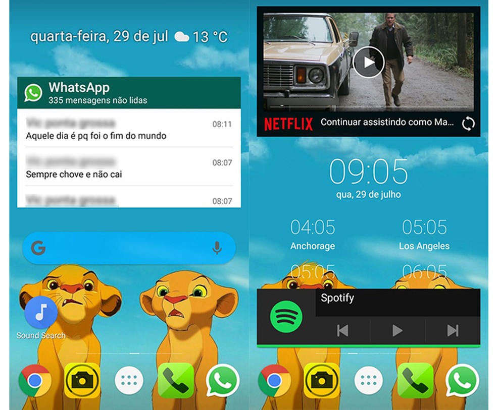 Os dispositivos oferecem vários widgets para você personalizar sua tela inicial do jeito que achar melhor — Foto: Reprodução/Marcela Franco 