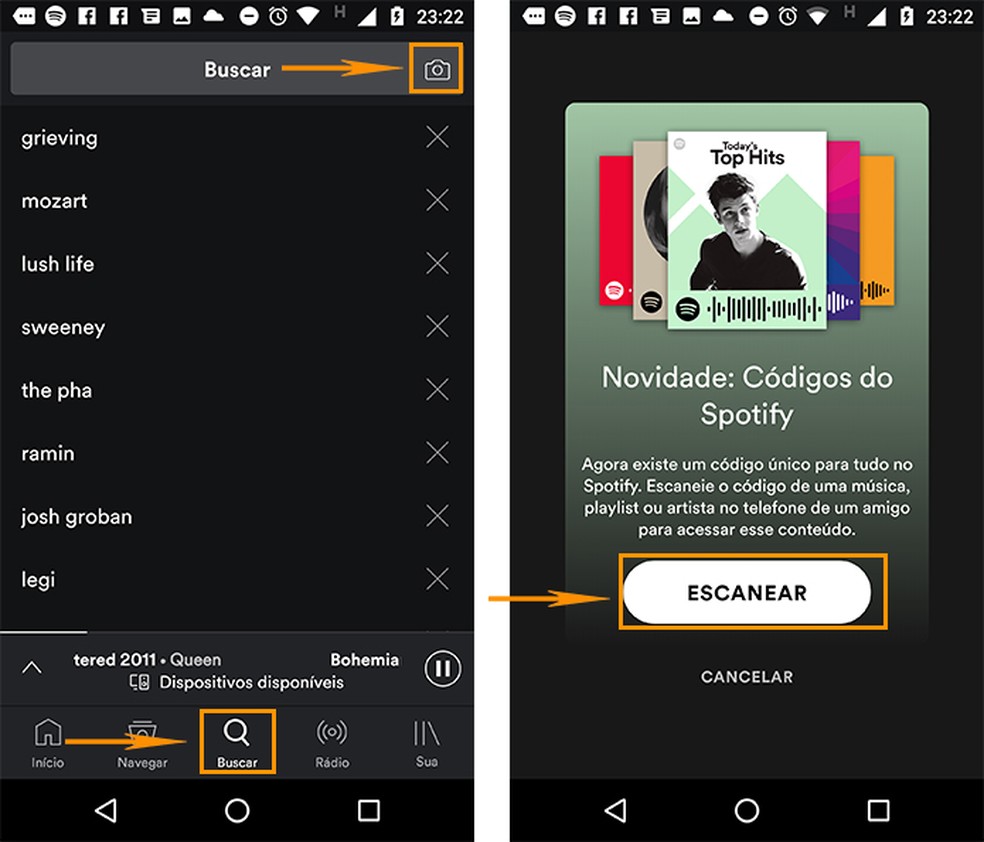 Escaneie códigos do Spotify para acessar músicas, playlists, artistas e mais rapidamente pelo celular — Foto: Reprodução/Barbara Mannara
