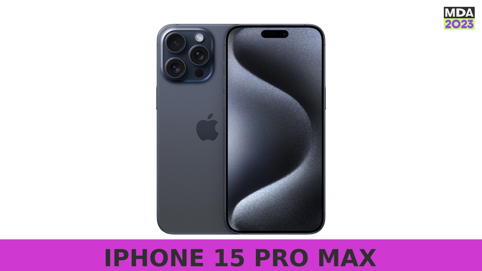 iPhone 15 Pro Max, da Apple,  é finalista do Prêmio Melhores do Ano 2023 na categoria Celular Top de Linha — Foto: Arte/TechTudo