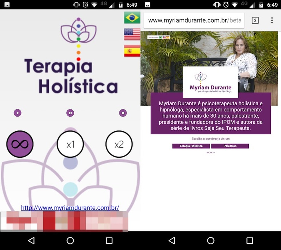 Aprenda a Relaxar MD: app simples com meditação em três línguas e link para site — Foto: Reprodução/Bruno Soares