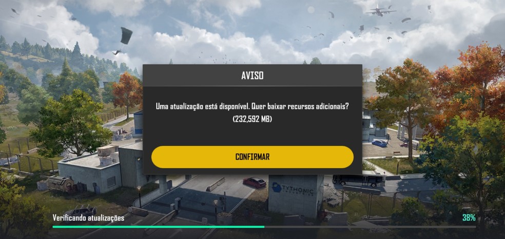 Faça download os arquivos de atualização necessários para rodar PUBG New State no Android — Foto: Reprodução/Bruno Magalhães