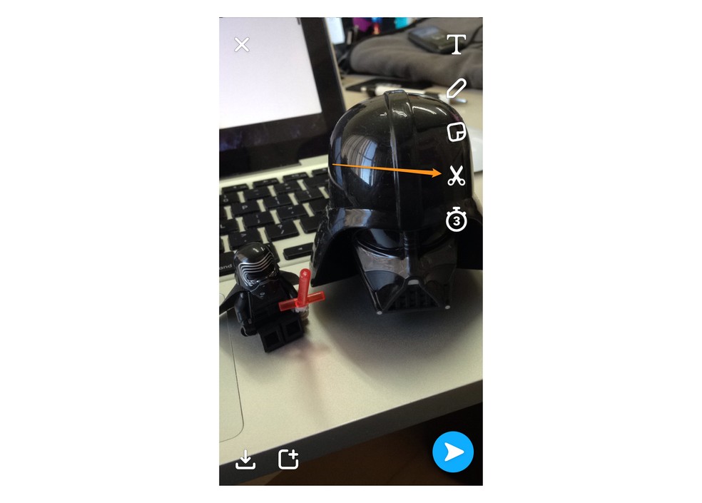 Como usar a tesoura para cortar partes de um Snap no Snapchat — Foto: Reprodução/Felipe Vinha