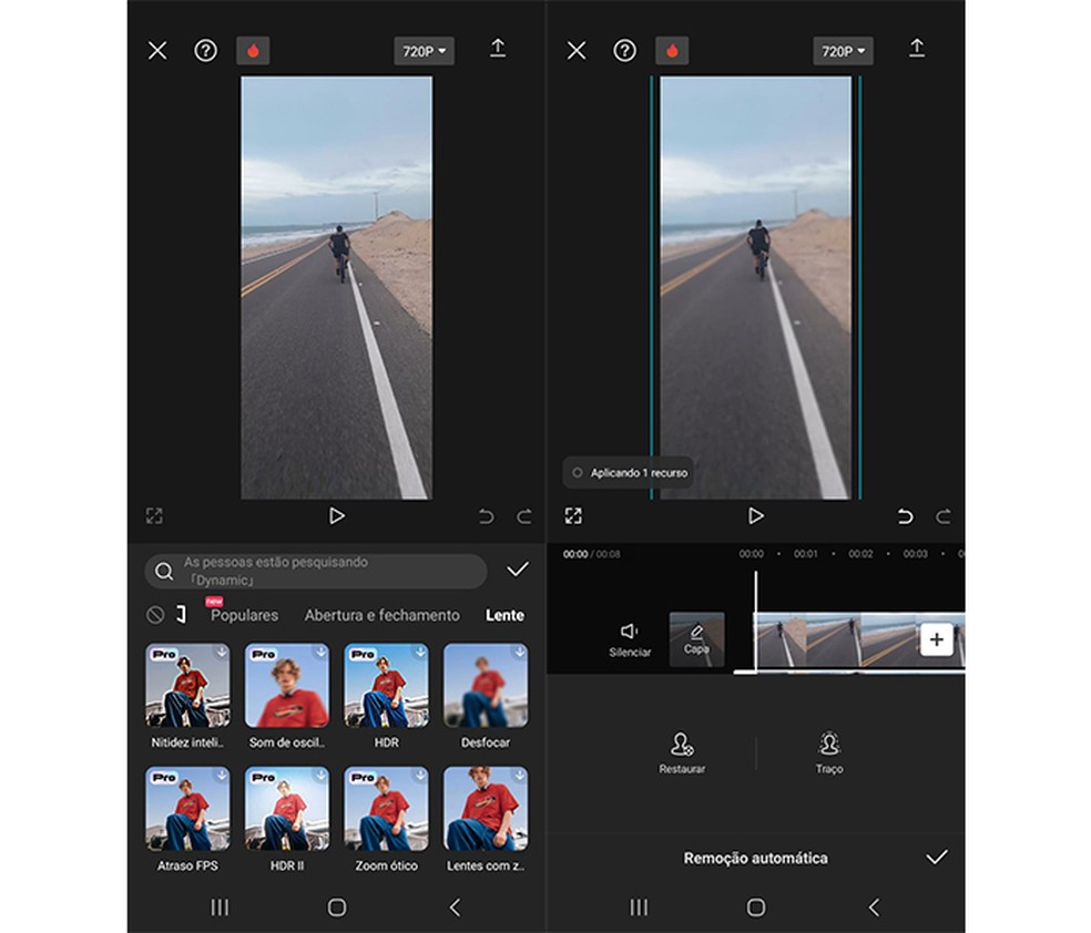 Capcut oferece recursos de edição de vídeo que melhoram a qualidade final do arquivo — Foto: Reprodução/Marcela Franco