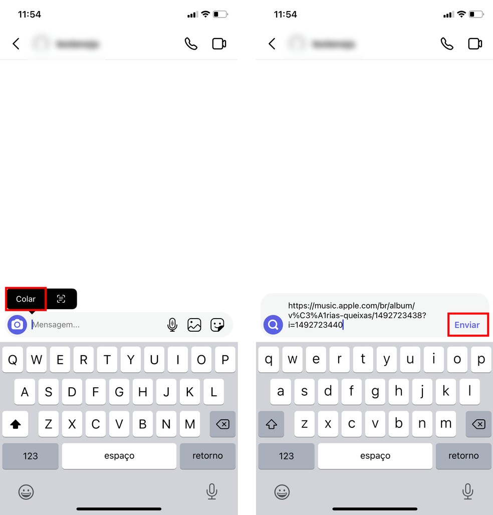 Como adicionar musica no Instagram: envie a URL da música no Direct para gerar um player — Foto: Reprodução/Rodrigo Fernandes