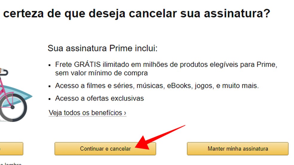 Escolha cancelar o Amazon Prime — Foto: Reprodução/Paulo Alves
