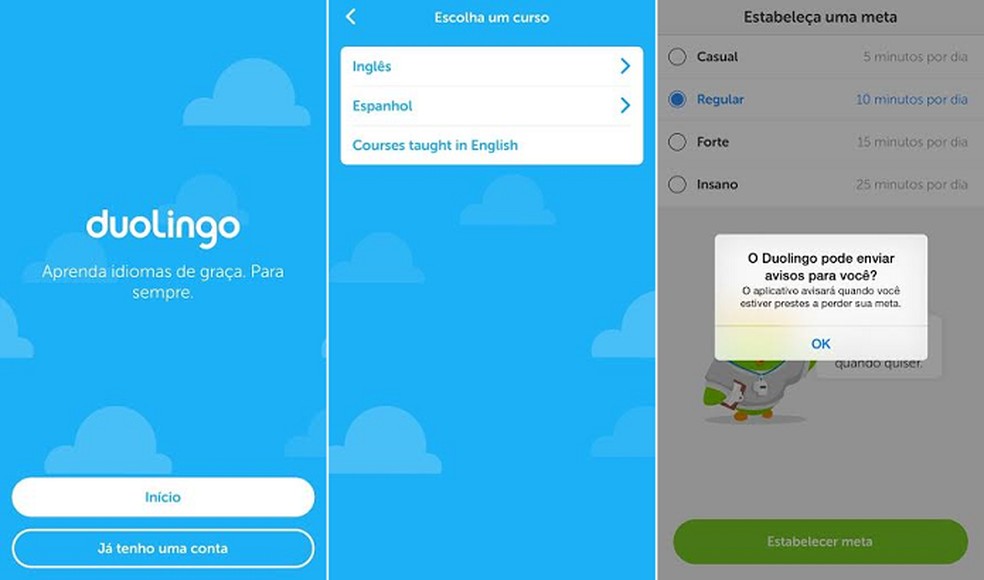 Duolingo possui curso de inglês online grátis para iniciantes  — Foto: Reprodução/Thiago Barros