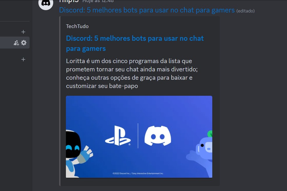 Hyperlink no Discord — Foto: Reprodução/Róbson Martins