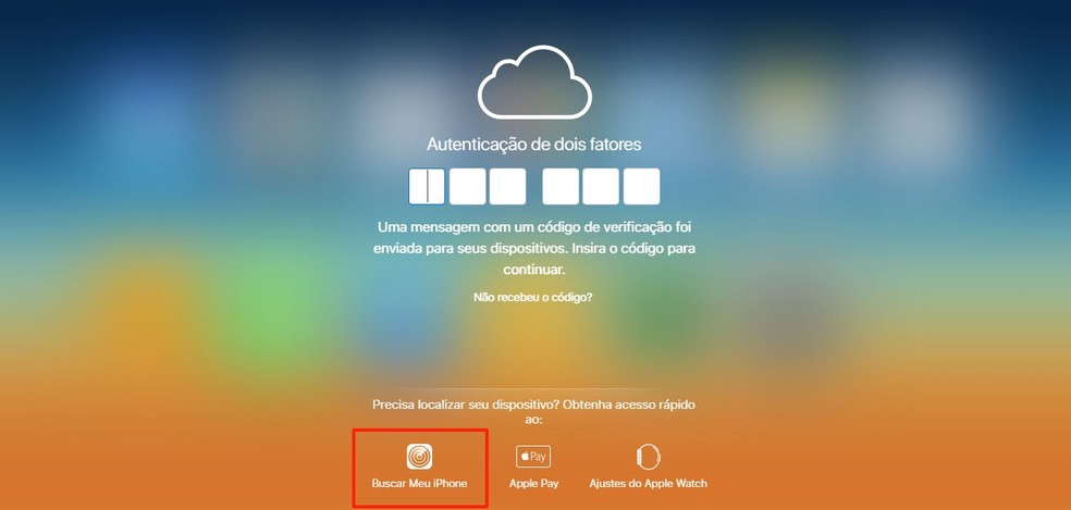Clique em "Buscar meu iPhone" — Foto: Reprodução/Camila Peres