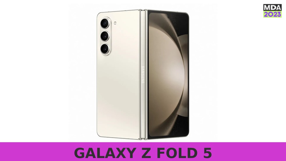 Samsung Galaxy Z Fold 5 é finalista do Prêmio Melhores do Ano 2023 na categoria Celular Top de Linha — Foto: Arte/TechTudo