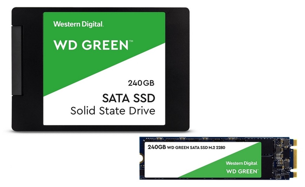 SSD Western Digital WD Green de 240 GB nos formatos de 2,5" e M.2 2280 — Foto: Divulgação/Western Digital