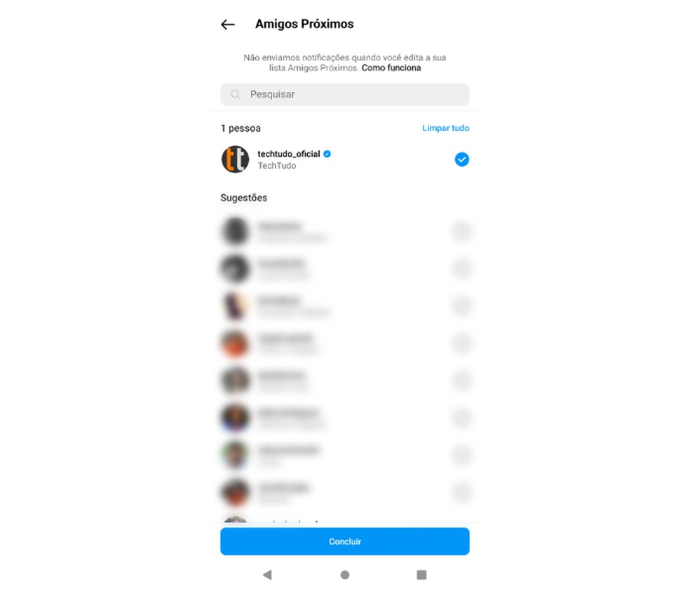 Amigos Próximos  do Instagram é destinado ao compartilhamento de conteúdos somente com usuários selecionados  — Foto: Reprodução/Mariana Tralback