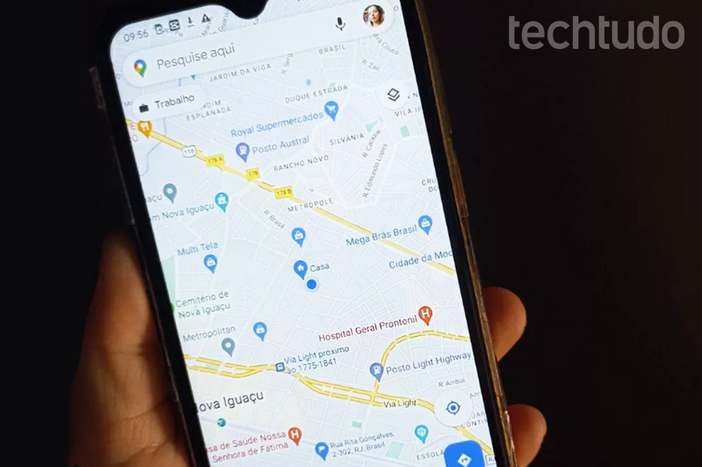 Interface do Google Maps no celular — Foto: Raisa Monteiro Capela/TechTudo