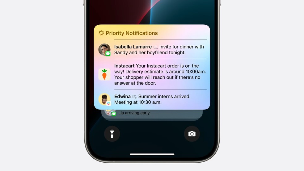 Transcrições de áudios de correio de voz ficaram disponíveis como notificações na barra do iPhone (iOS) — Foto: Reprodução/Apple
