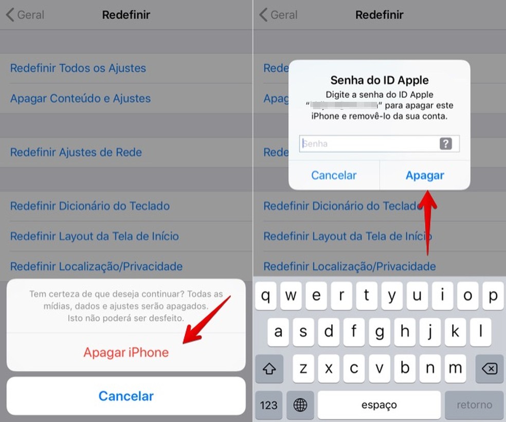 Passo a passo para formatar iPhone (iOS) — Foto: Reprodução/Helito Bijora