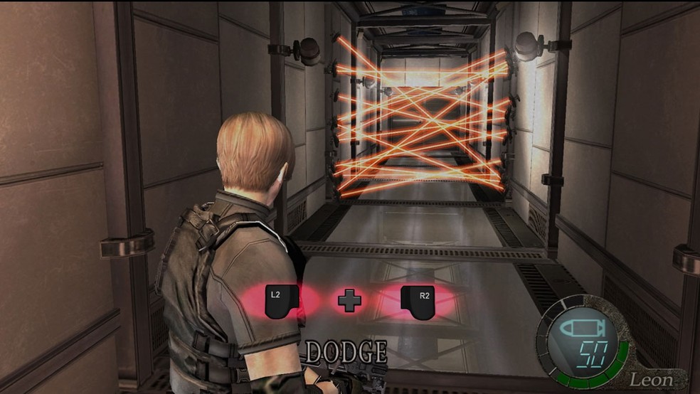 O corredor com lasers é um momento incrível do jogo, mas que também virou piada na Internet e faria falta se não estivesse em Resident Evil 4 Remake — Foto: Reprodução/Rafael Monteiro