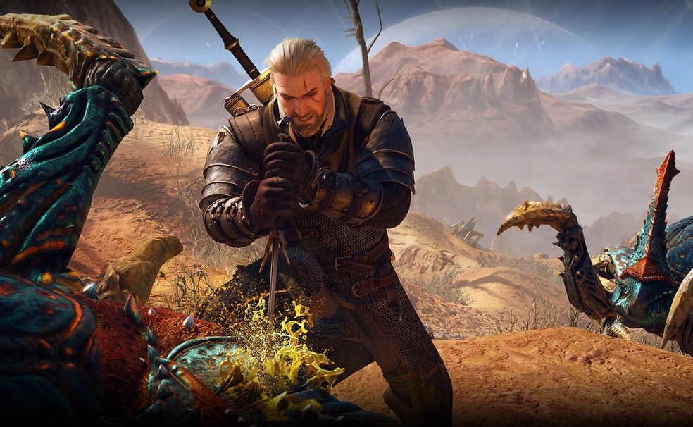 Série da Netflix e a nova versão de The Witcher 3 continuam a presença do bruxo — Foto: Divulgação/Projekt Red