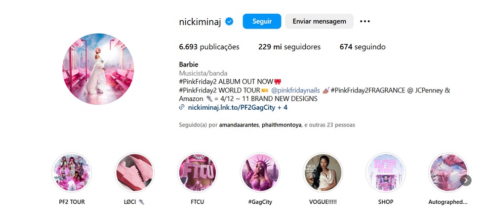 Nicki Minaj possui mais de 229 milhões de seguidores no Instagram. — Foto: Beatriz Abilio/TechTudo