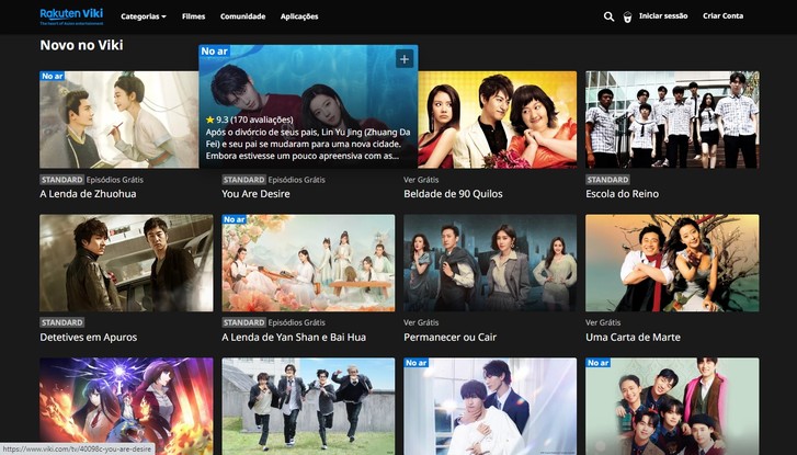 Lista de produções recentes no Rakuten Viki