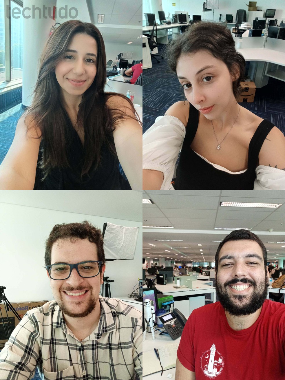 Selfies da equipe do TechTudo com o Realme C55 — Foto: TechTudo