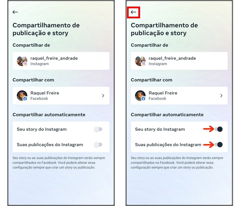 Como conectar Facebook ao Instagram? Ativação do compartilhamento de posts e stories — Foto: Reprodução/Raquel Freire