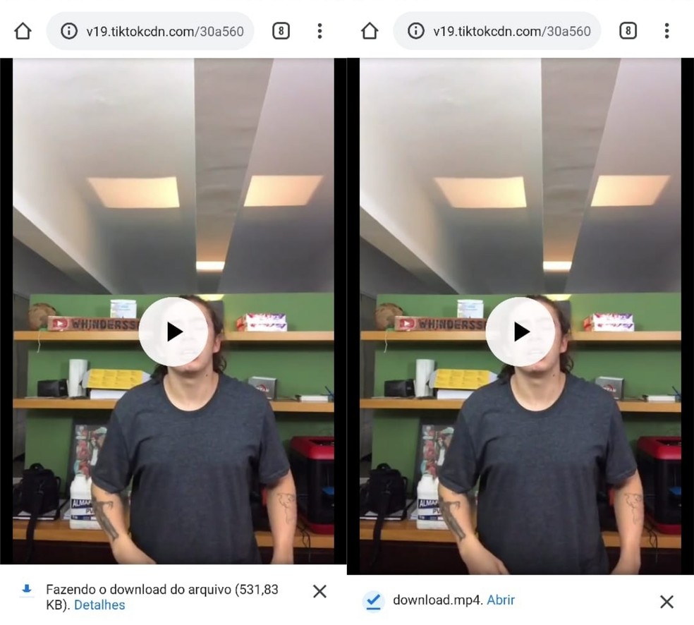 O vídeo ficará salvo da seção de "Downloads" do seu celular — Foto: Reprodução/Clara Fabro