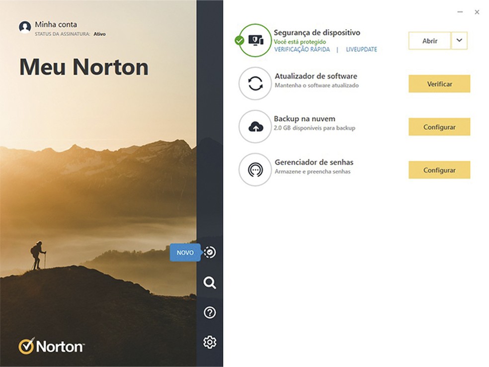 Antivírus da Norton disponibiliza desde VPN para navegação anônima até gerenciador de senhas — Foto: Reprodução/Ana Beatriz Motta