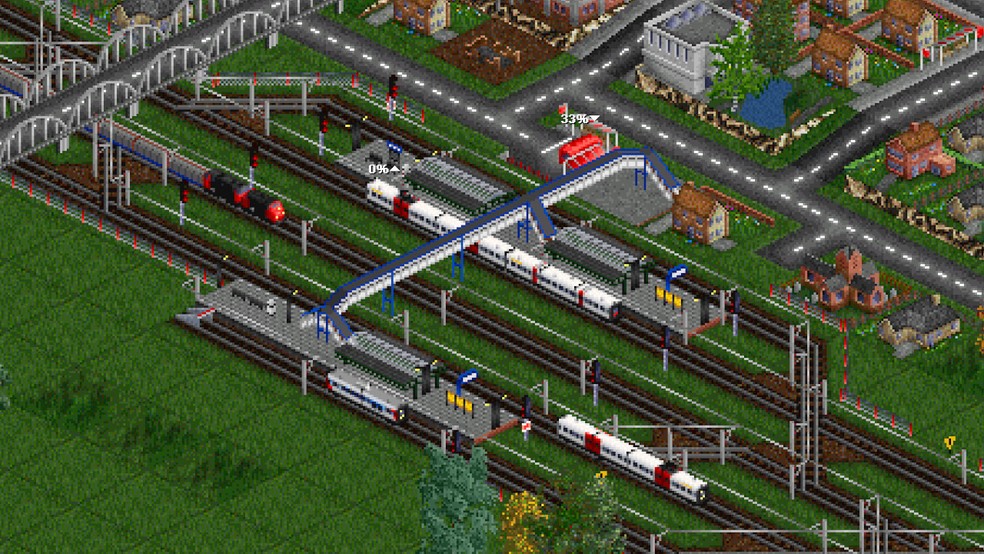 OpenTTD é um jogo de simulação de negócios que utilizada meios de transportes como base — Foto: Reprodução/Steam 