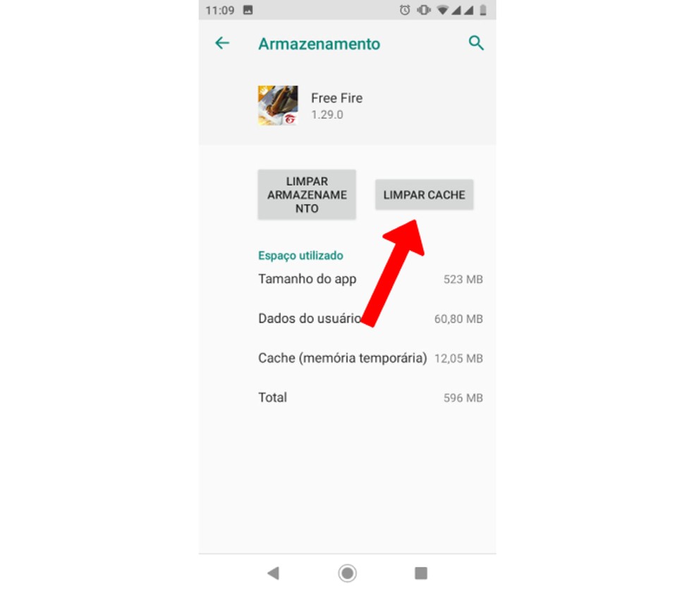Pressione "Limpar cache" para liberar espaço — Foto: Reprodução/Arte Nicollas Ribeiro